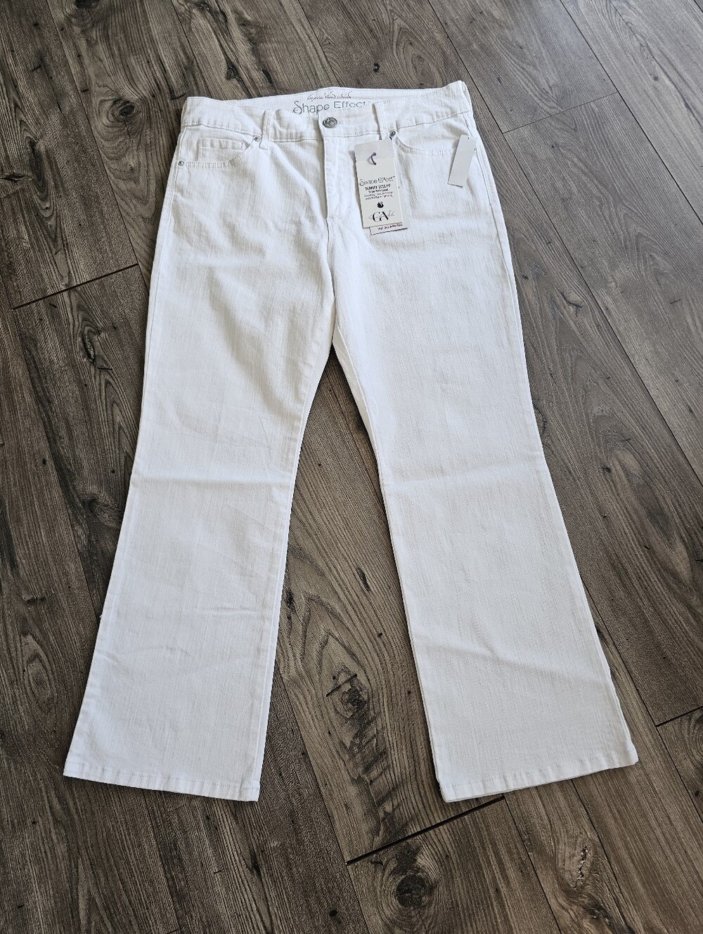 Gloria Vandelbirt White Women’s Tummy Sculp  Shape Effect Cropped Jeans